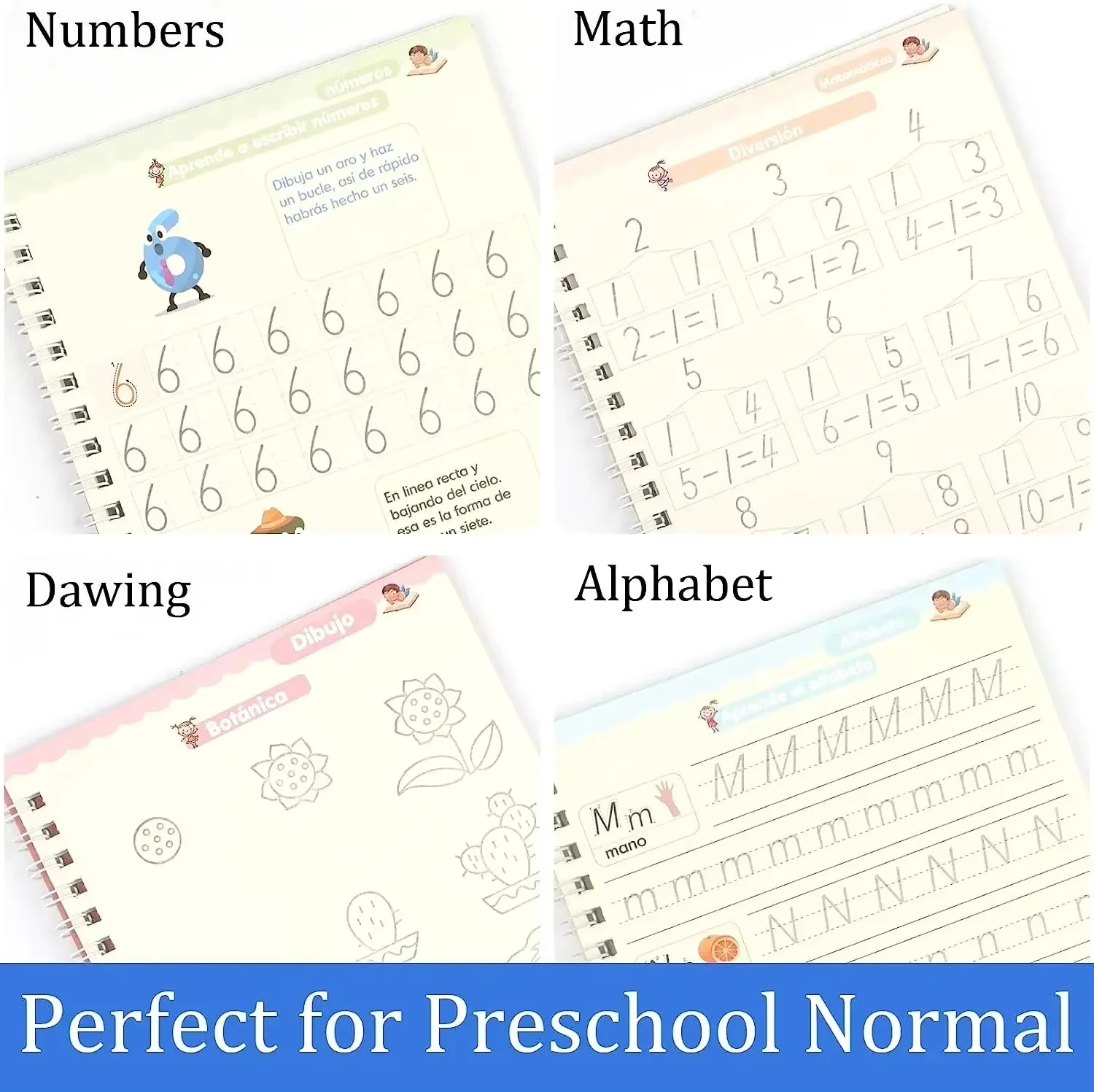 4Books/set Sank Magic Practice Copybook Pen Preschools Kids Calligraphy English Verison Early Education Reusable Writing Book