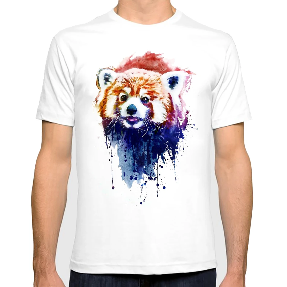 Hip hop tees shirt A Cute Red Panda print short sleeve cool men T shirt casual o-neck mens Punk Fashion t shirts for men