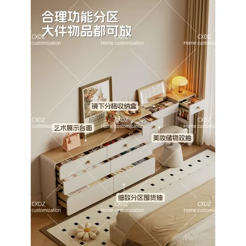 Small apartment dresser bedside table integrated 30cm modern cream style household bedroom chest with lock 2026 new