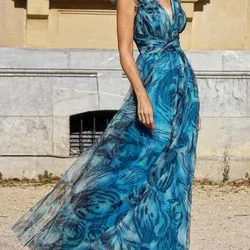 2024 Summer New Women's Bohemian Holiday Wind Flower Dolorita Large Swing Skirt Printing Dress
