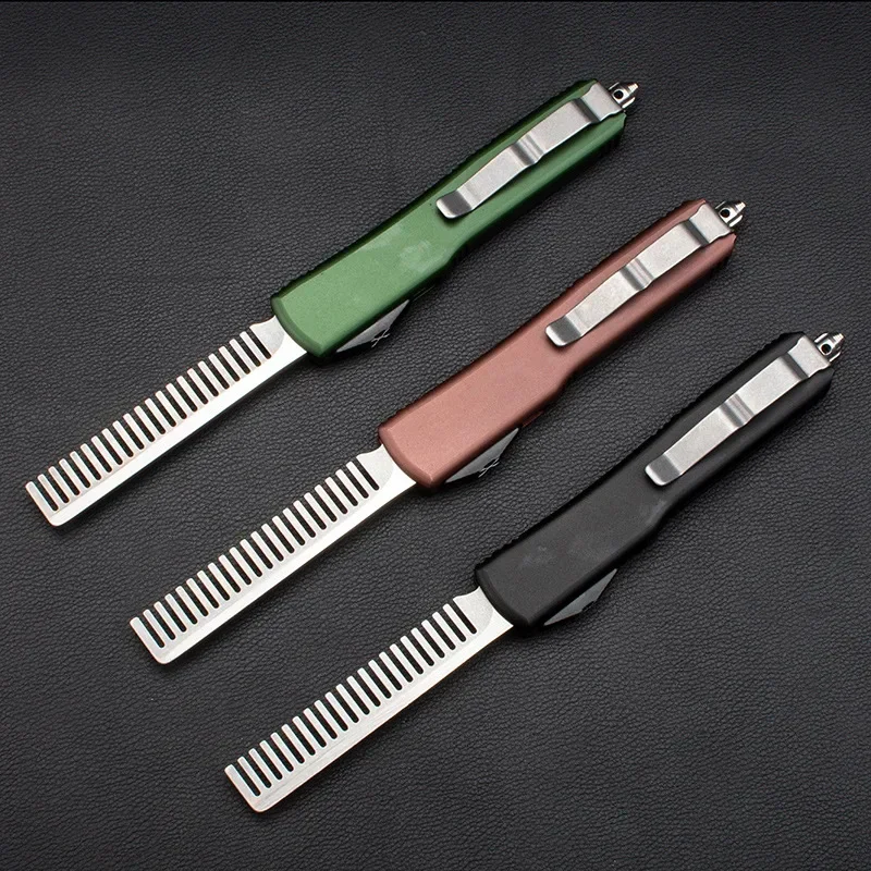 Micro Technology Stainless Steel Aviation Aluminum Handle Metal Comb, Creative Straight Jump Tactical Comb, EDC, New Products, A