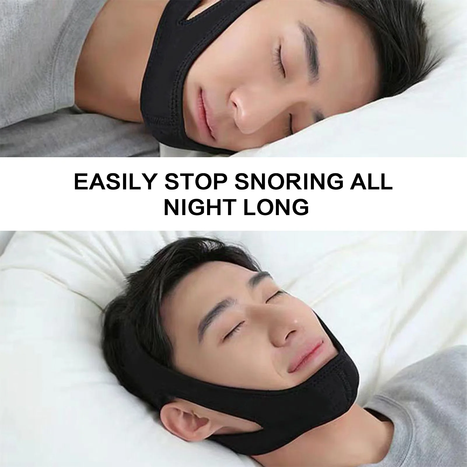 Adjustable Anti Snore Chin Strap Breathable and Comfortable Anti Snore Belt for Improving Nighttime Sleeping