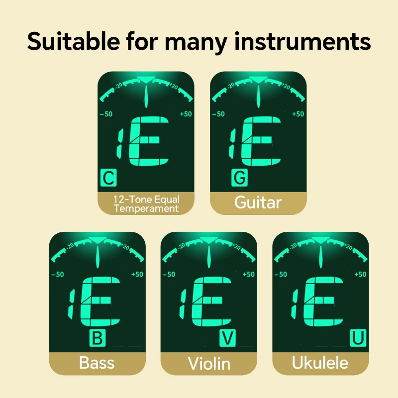 Guitar Tuner Clip on Digital Electronic Tuner for Guitar, Bass, Ukulele, Violin, Mandolin, Acoustics Calibration Tuner  AT-01A