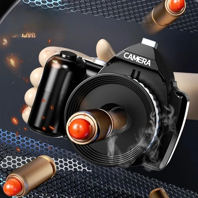 Trucco Divertente Fotocamera Giocattolo Pistola Shell Telecamere da lancio Giocattolo Creativo Decompressione Lancio Divertente Soft Bullet Spy Telecamere Giocattolo da tiro