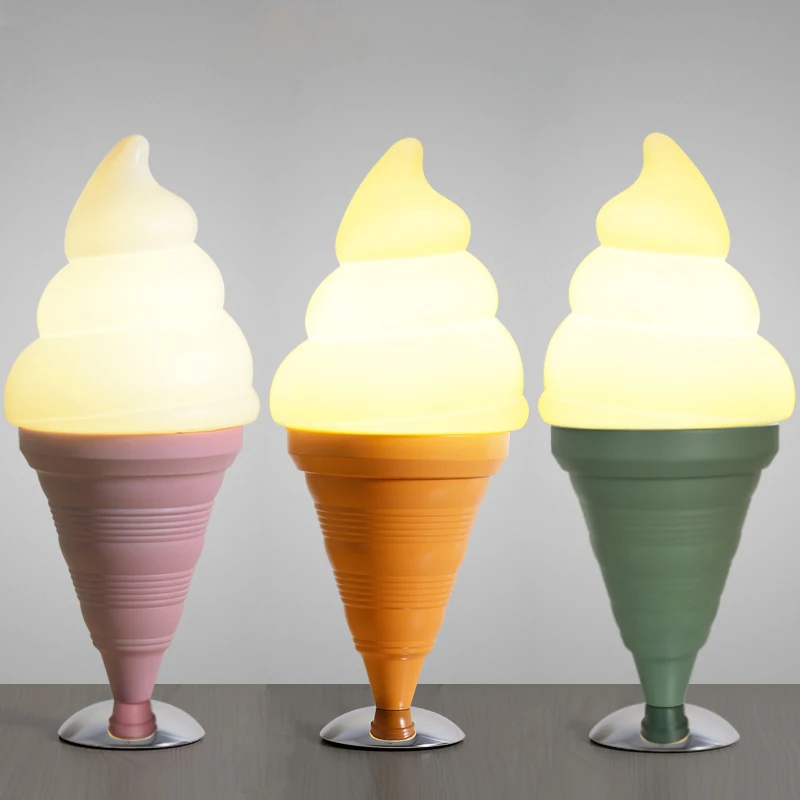 

Creative Ice Cream Table Lamps Dining Room Bar Cafe Desk Light for Children Bedroom Home Decor Luminaire Led Lighting Fixtures