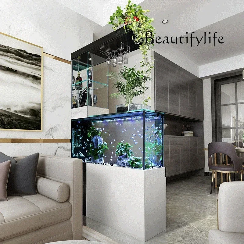 qw NEW N Northern Europe  ecological bottom filter intelligent aquarium  Fish tank living room small household self-circulationq