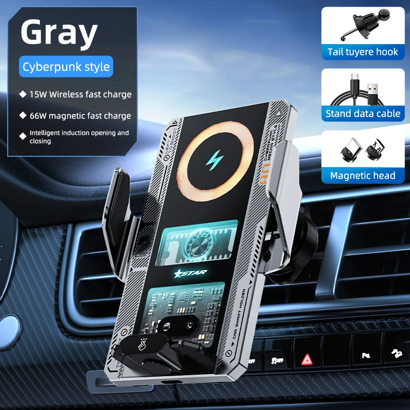 Auto Drahtlose Ladegerät Magnetische Auto Auto Halter Telefon Halterung Für Samsung iPhone Xiaomi Infrarot Induktion 66W Schnelle Ladestation – Detail 22