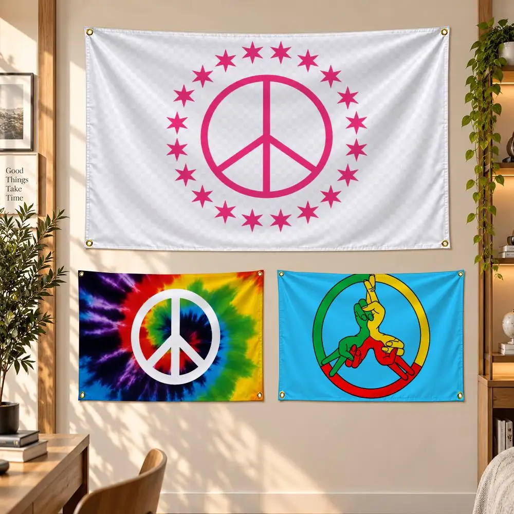 Holiday Peace Global W-World Day Of Peace Flags Banner Decor for Bedroom,Garden,Party,Club,Gaming Room,Garage Fan Gift