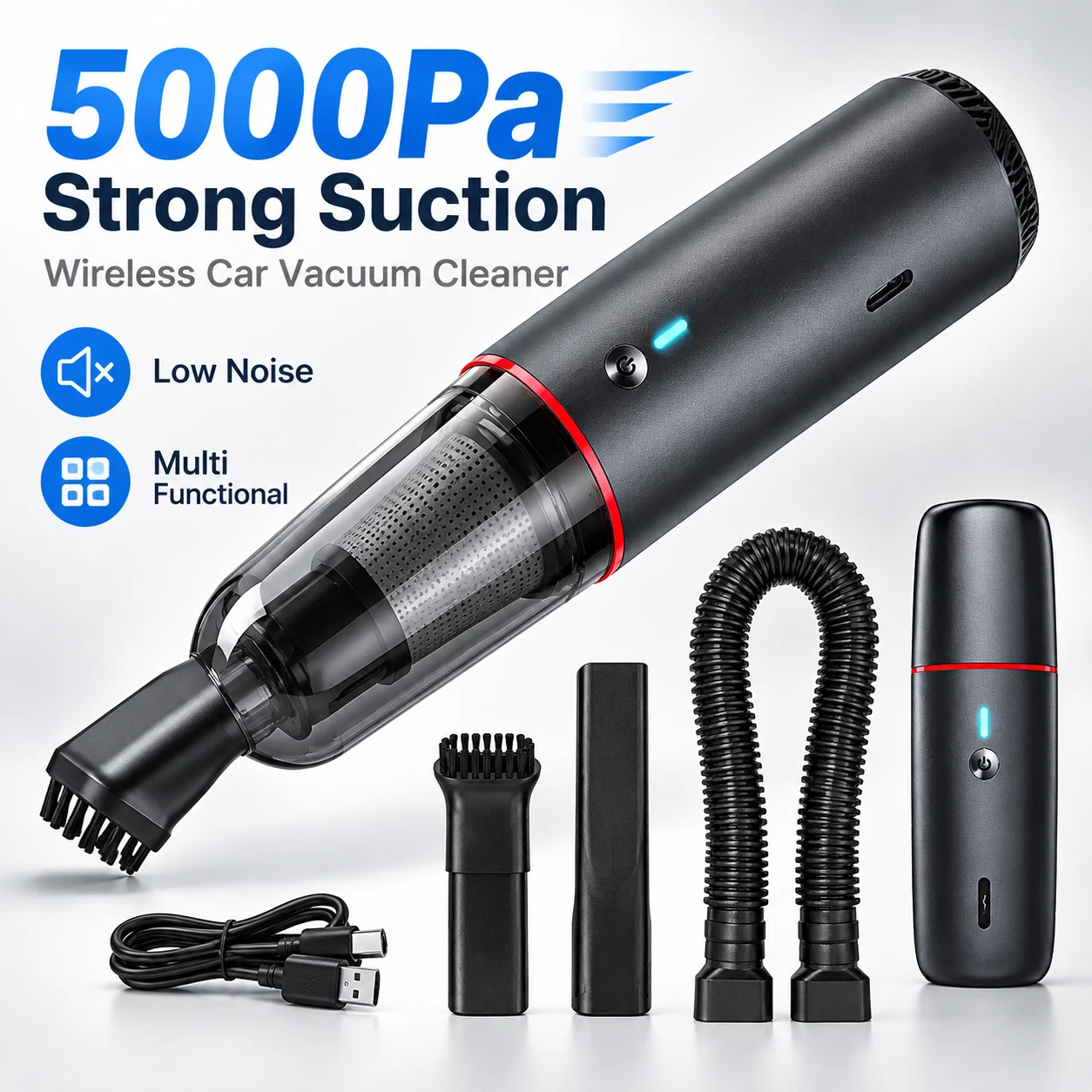 Car Vacuum Cleaner 5000Pa Wireless Vacuum Cleaner For Car Home Cleaning Mini Handheld Car Vacuum Cleaner One-Button Dust Dump