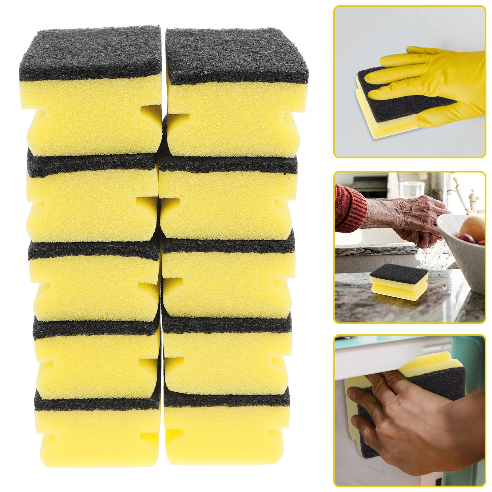 

10pcs High-Density Dishwashing Sponge Kitchen Cleaning Scrubber Multipurpose Degreasing Non-Scratch Household Car Washing
