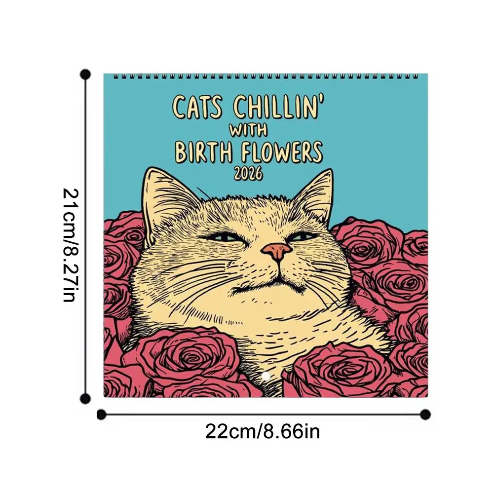 2026 Cat Flower Calendar Cute Funny Cat Pattern 2026 Desktop Wall Calendar Spiral Bound Home Office Decor Daily Planner