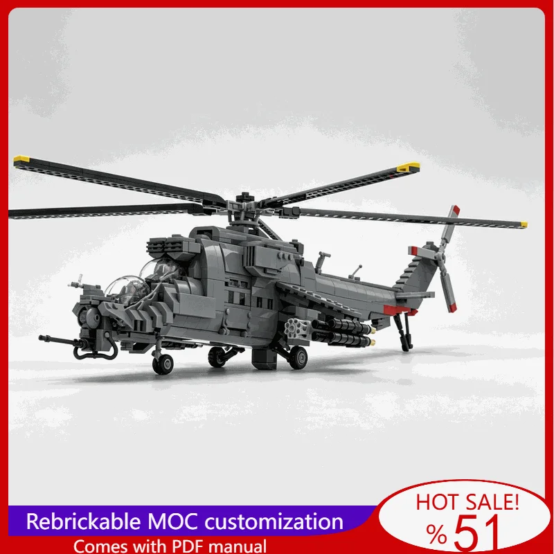 1428PCS Mi24 Superhind Multifunctional War Series Attack Helicopter Building Blocks Model DIY Assembly Education Display Gift To