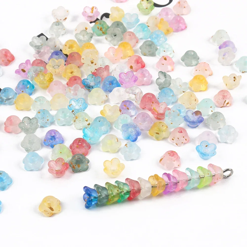 300pcs 3x6mm Gradient Color Acrylic Beads Flower Spacer End Beads Caps for DIY Earrings Bracelet Jewelry Making Accessories