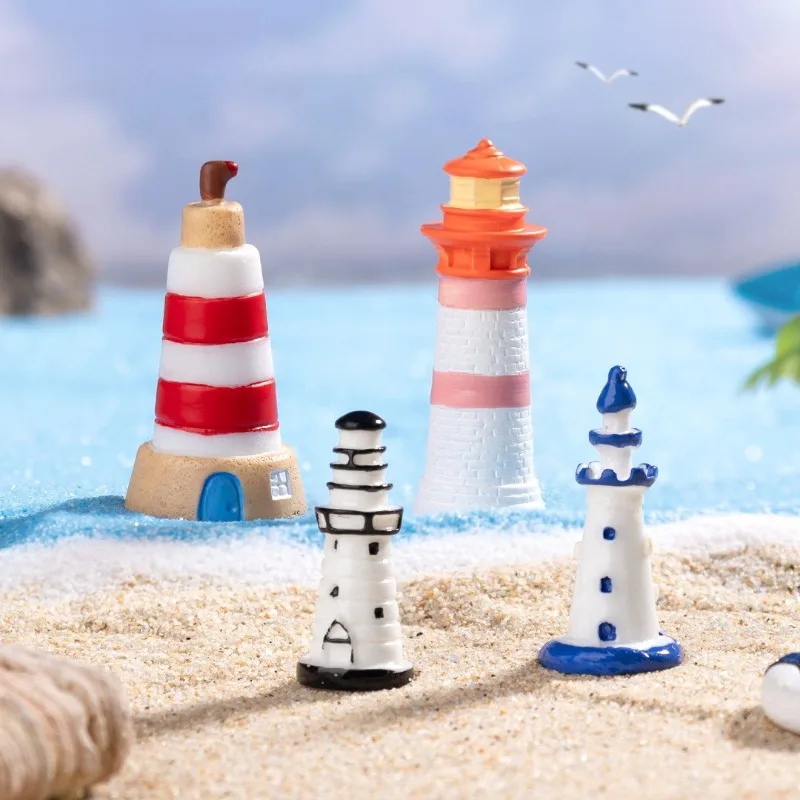 Sale Ocean Figurine Doll Garden Decor Ornament Miniature Landscape Ornaments Lighthouse Statue Resin Craft Fish Tank Decorations