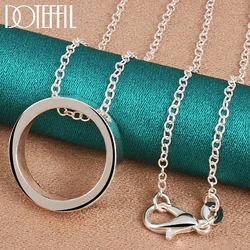 DOTEFFIL 925 Sterling Silver Round Circle Smooth Pendants Necklaces 16-30 Inch Chain For Woman Wedding Engagement Party Jewelry