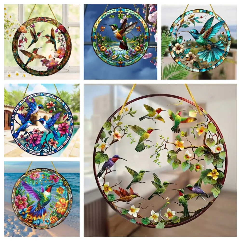 Vibrant Hummingbird Semi Transparent Acrylic Hanging Decoration, Suitable for Home, Porch, Courtyard and Room Decoration, Gifts