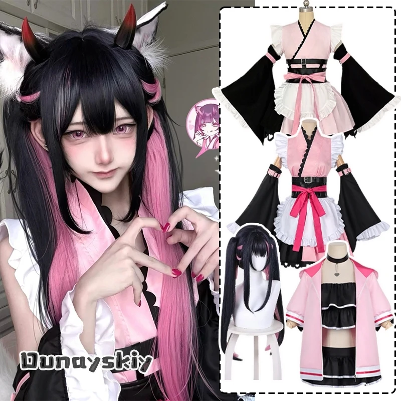 aBcS@Cosmic Princess Kaguya! Disfraz de cosplay de Team Black Onyx Komazawa Noi, 3 estilos, conjunto completo de disfraz de sirvienta/traje de baño, disfraz de Halloween