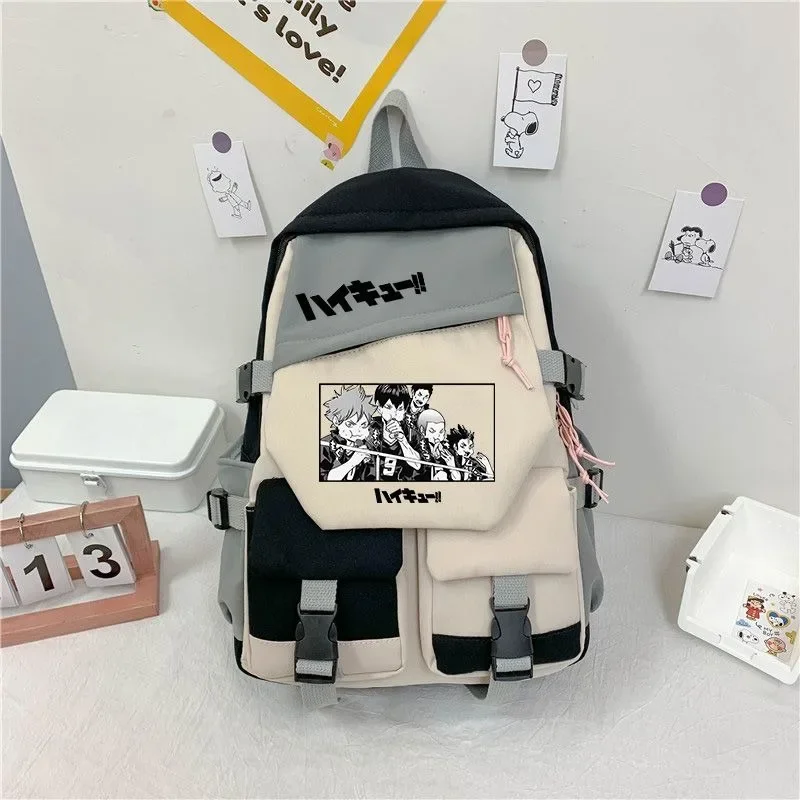 32×46×14cm Black Blue Green Red, Haikyuu, Anime, Student Kids Teens School Bags, Backpacks, Girls Boys