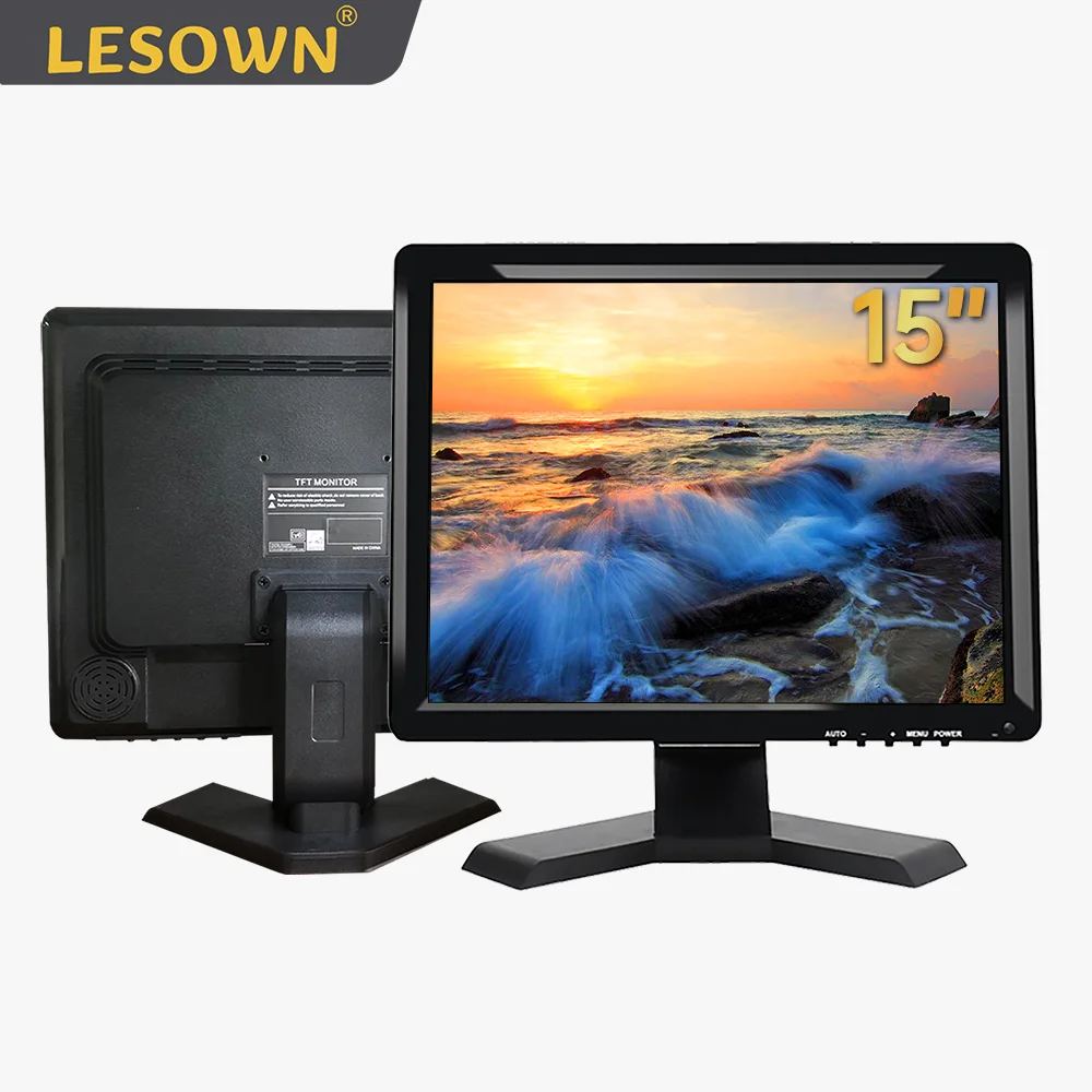 

LESOWN New 15 inch VGA HDMI AV BNC USB Desktop LCD Monitor 1024x768 HD Resolution 4:3 VESA Display with Speakers Plastic Shell