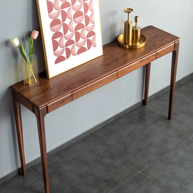 New Style Wooden Console Table With Drawers Solid Wood Entrance Side Table Modern Minimalist Hallway Console Tables Furniture