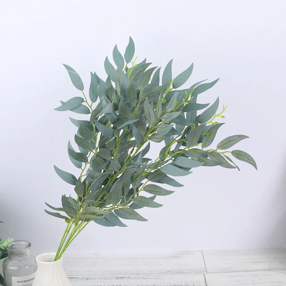 1/5PCS Artificial Green Plant Fake Willow Leaf Flower Arrangement Accessories Wedding Home Christmas Decoration Fake Flowers