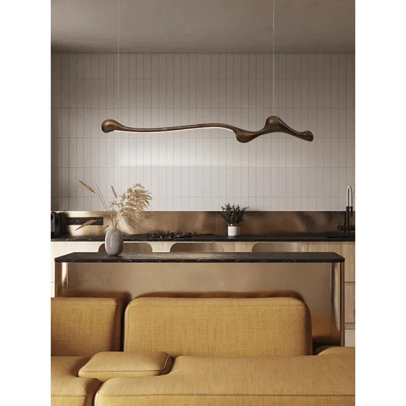 

Modern Ash Wood LED Pendant Lights Dimmable With RC/APP Indoor Decoration Hanging Lamp Kitchen Island Dining Living Room Office