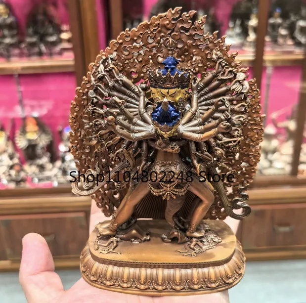 15CM Tibet Kalacakravajra Kalachakra dus khor Protector Buddha Copper Statue