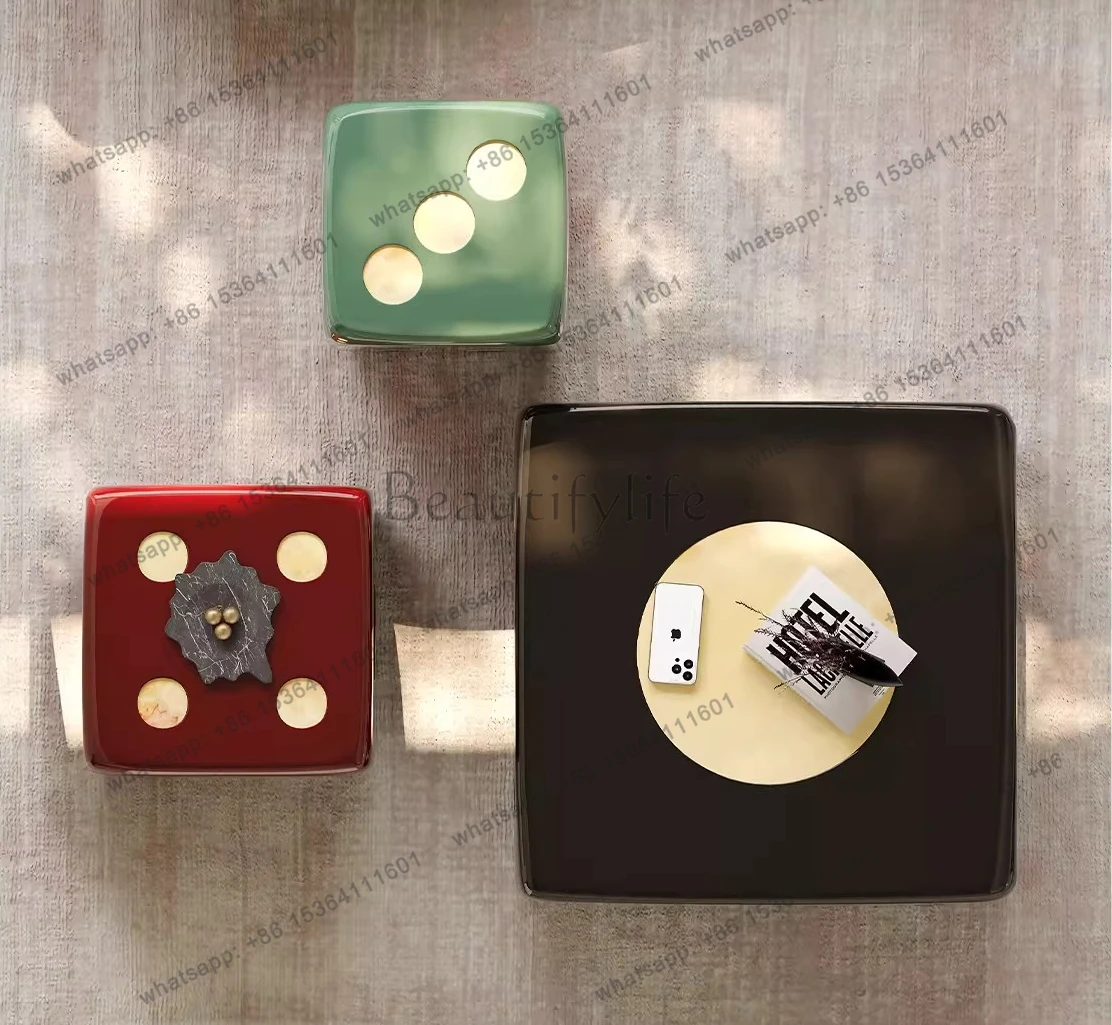 Italian dice coffee table combination square marble pattern dopamine designer creative art side table