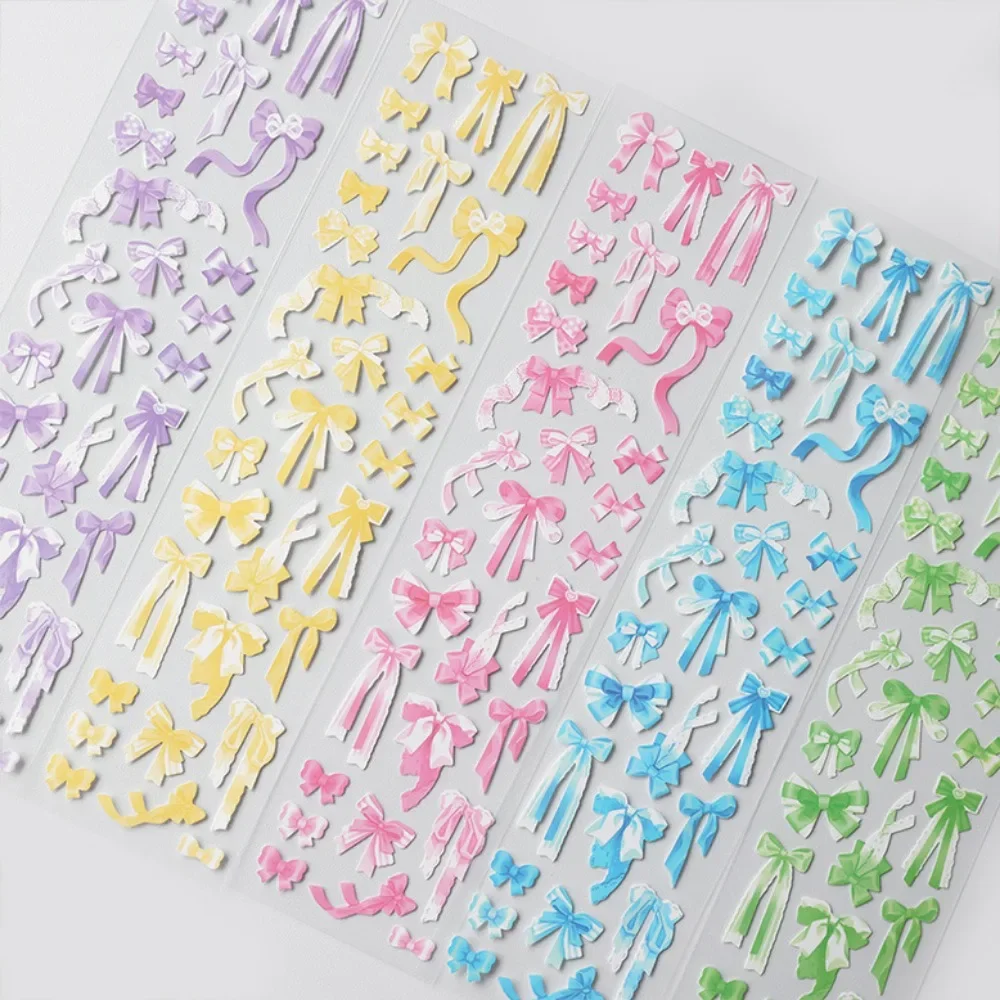 Cute Cartoon Colorful Bow Sticker Basic DIY Kpop Idol Photo Card Scrapbooking Journaling Deco Material Sticker