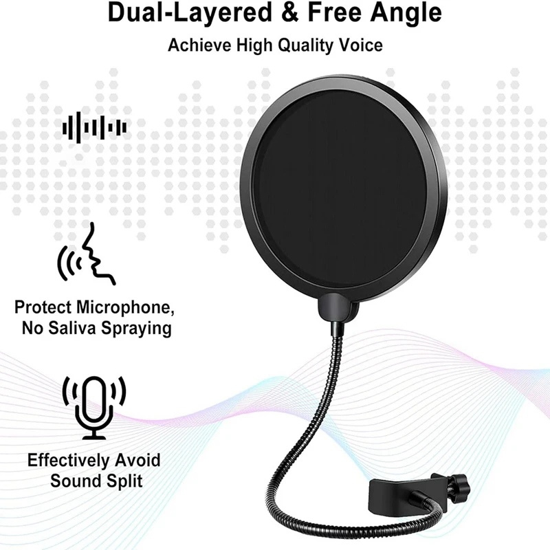 Supporto per microfono braccio braccio per microfono aggiornato supporto per microfono staffa di sospensione per braccio con filtro per parabrezza