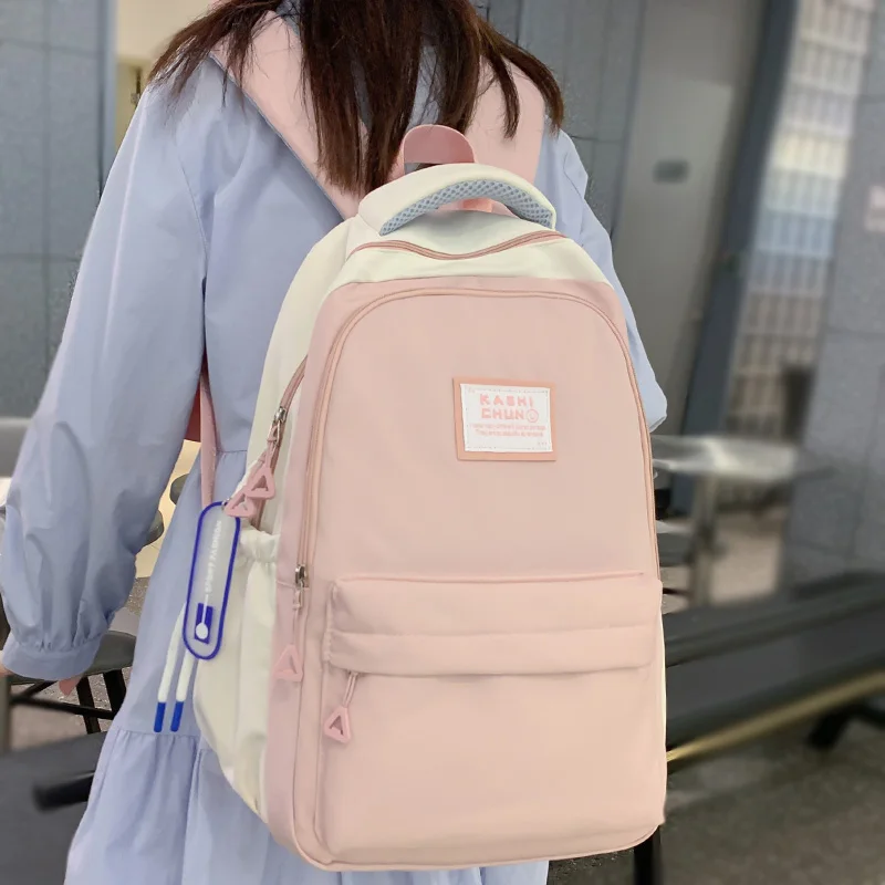 Fashion Female Pink Travel Teenage College Backpack Girl Kawaii Nylon School Backpack Ladies Cute Book Women Laptop Student Bag