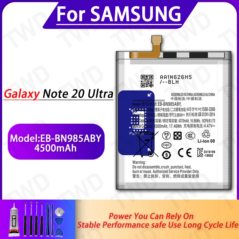 

EB-BN985ABY Large capacity 4500mAh Battery For Samsung Galaxy Note 20 Ultra Batteries New High Quanlity+Free Tools