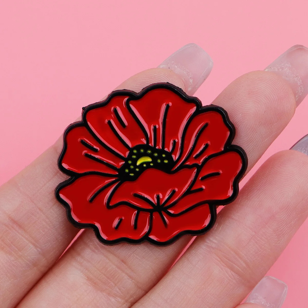 Broches en émail avec fleurs de pavot rouge pour femmes, épingles à revers, Badge sur sac à dos, accessoires de Costume, bijoux à la mode, cadeaux, 3 pièces/ensemble