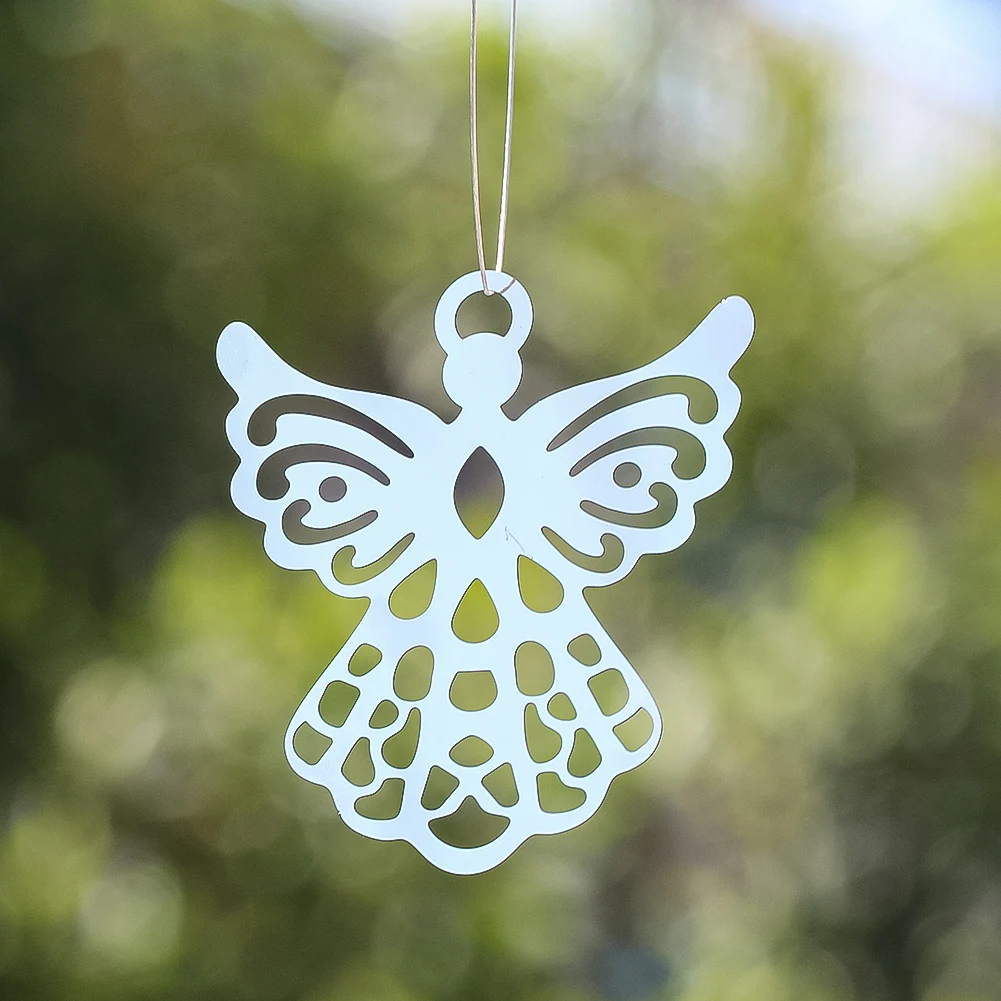 

2PCS Angel Wing Hanging Suncatcher Religious DIY Metal Wind Chimes Spinner Connector Pendant Mirror Garden Decor Bird Deterrent
