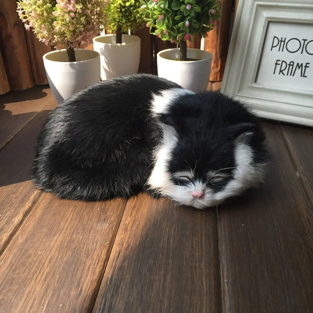 Stuffed Kitten Model Realistic Simulation Cat Fur Animal Lifelike Cat Miniatures Creative Simulation Cat Children