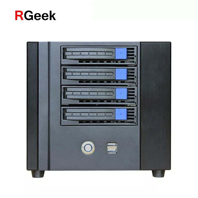 RGEEK Network NAS Storage SECC Server Chassis Home Use Data Storage Desk Top Mini-ITX NAS Case 4 Bays Server Chassis
