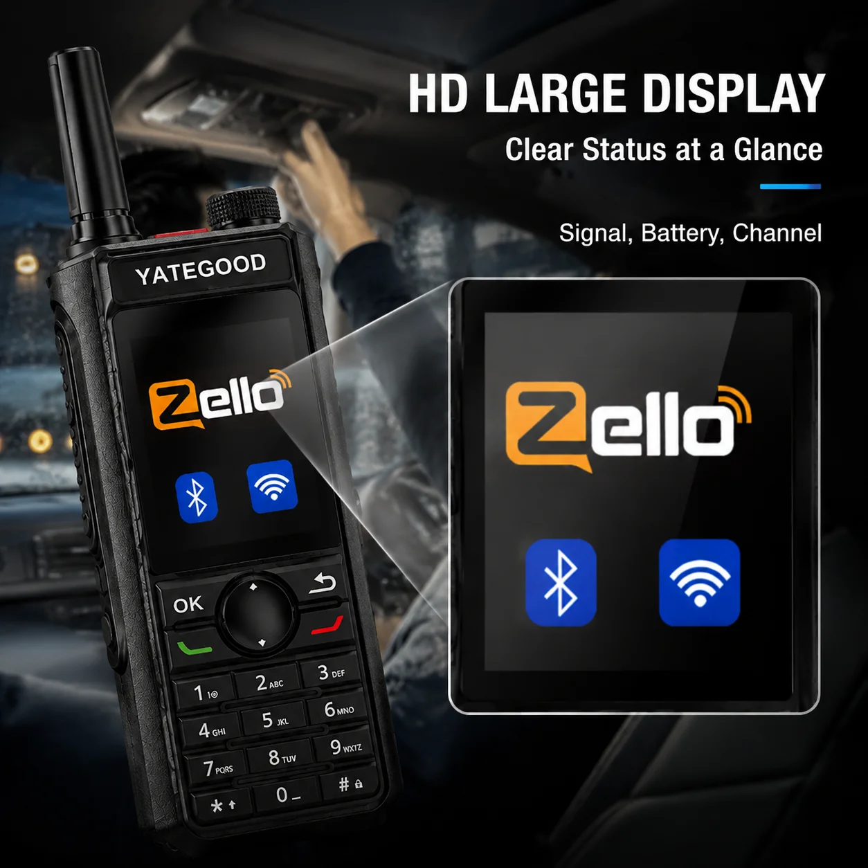 YATEGOOD G928 Zello Wireless Remote Control  Bluetooth Walkie Talkie 3G 4G  Mobile Phone PTT Wifi Global