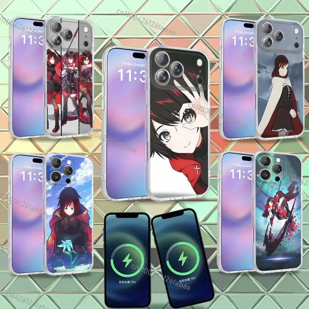 Funda Magnética Esmerilada para iPhone 17, 12, 11, 14, 13, 15, 16, Plus, Air, Pro, Max, E, Mini, Compatible con Magsafe, Ruby Rose R-RWBY
