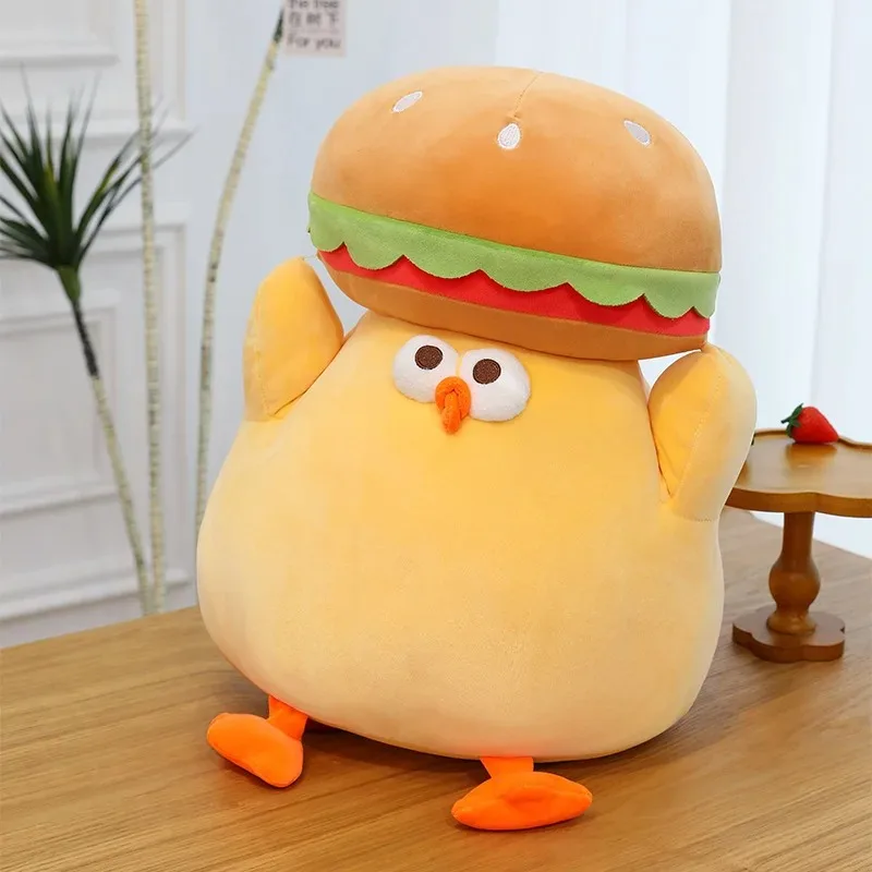 1pc 30cm/11.81in Cartoon burger dun dun chicken plush toy doll fun burger chicken pillow furniture sofa ornaments to decompress