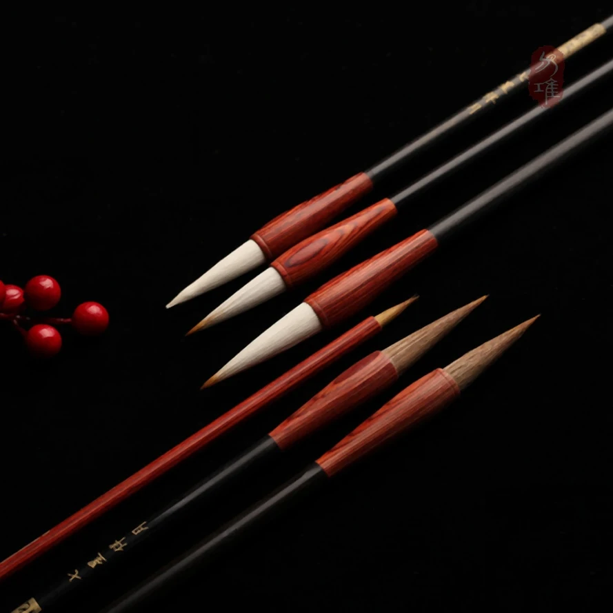 6 pcs Chinese Lian Brush Painting Calligraphy Drawing Brush Pen Weaseal Mixed Hair Brush Art Supplies Pen