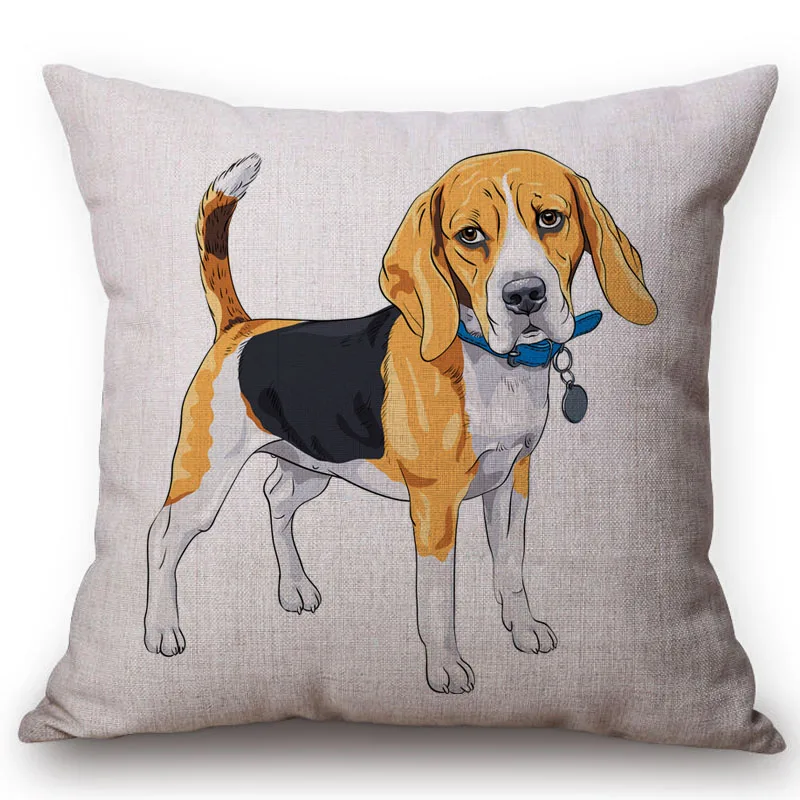 Pet Dog Pattern Cushion Cover Cute Shar Pei Shepherd Dog Style Children Gift Cotton Linen Sofa Decoration Pillow Case