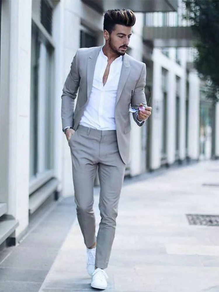 Elegant Blazer Men\'s Suit Peak Lapel Two Pieces Set tuxedos men suits wedding jacket+pants