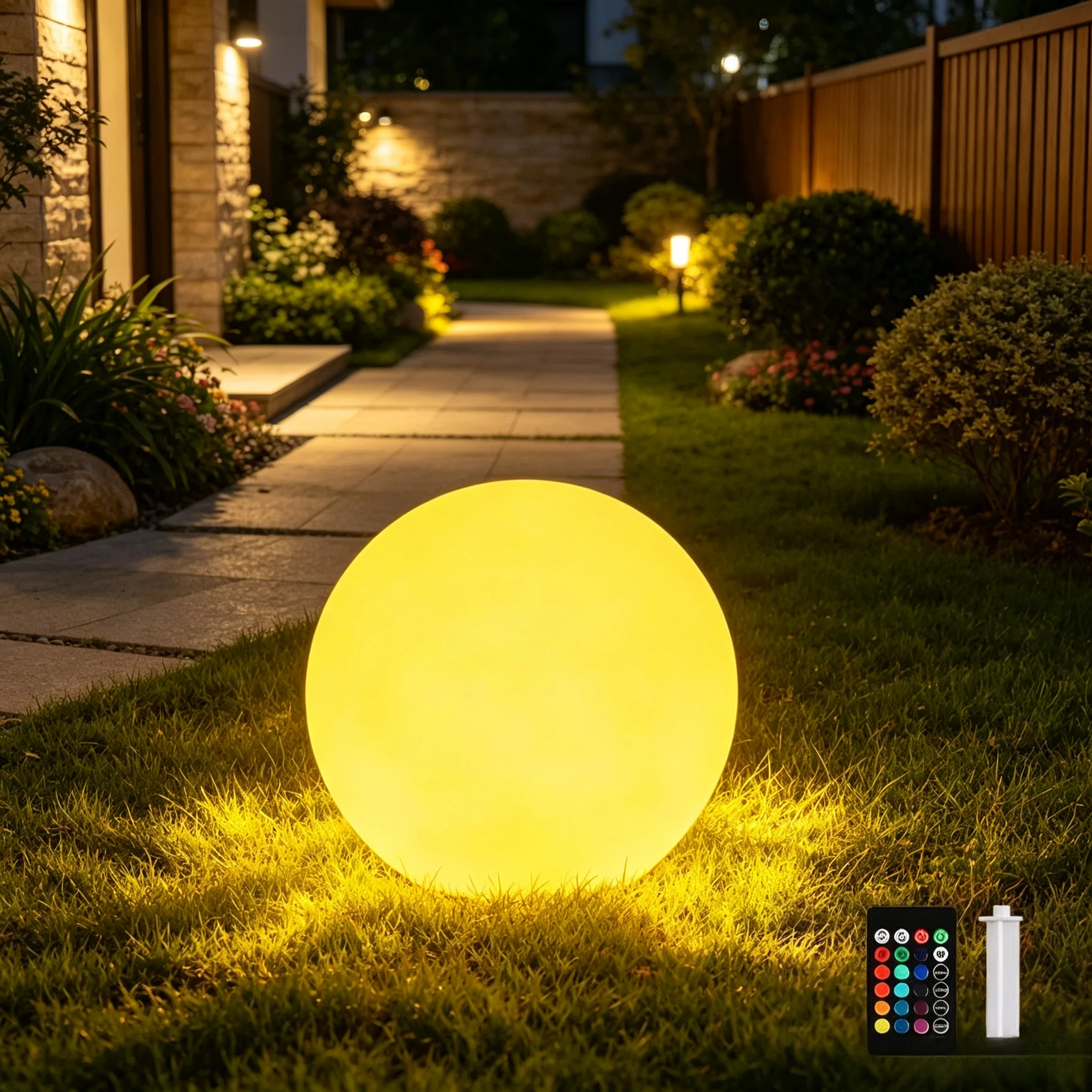 Solar Garden Ball Light Outdoor Glow Globe Light with Remote Control RGB Lamp for Patio Pool Yard Bar Party Decor Lighting