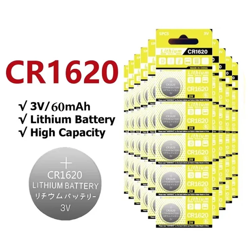 CR1620 battery CR1620 button battery watch calculator car remote control scale shaver DL1620 BR1620 lithium button battery 60mah