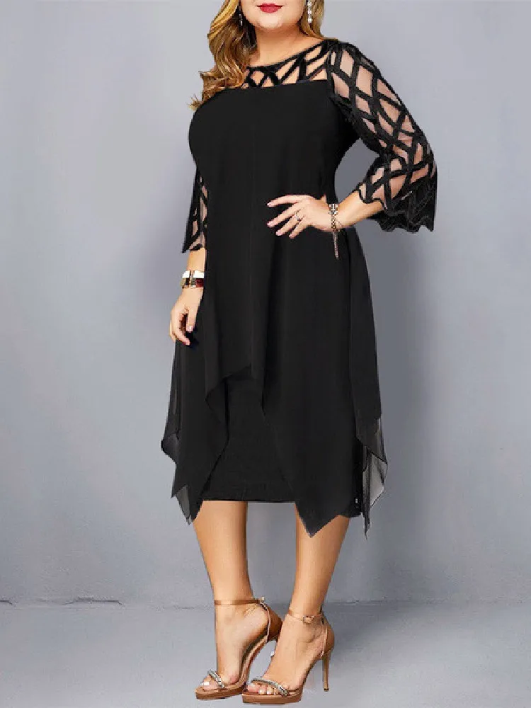 Plus Size Dresses for Women 3xl 4xl 5xl 6xl Lace Large Sizes Evening Dress Black Elegant Clothing Big Extra Party Dress 2024