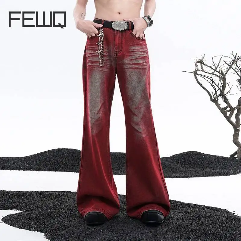 FEWQ American Style High Street Men's Micro Horn Floor Mopping Jeans Casual Fashion All-match Pants 2026 Summer New 24W2821