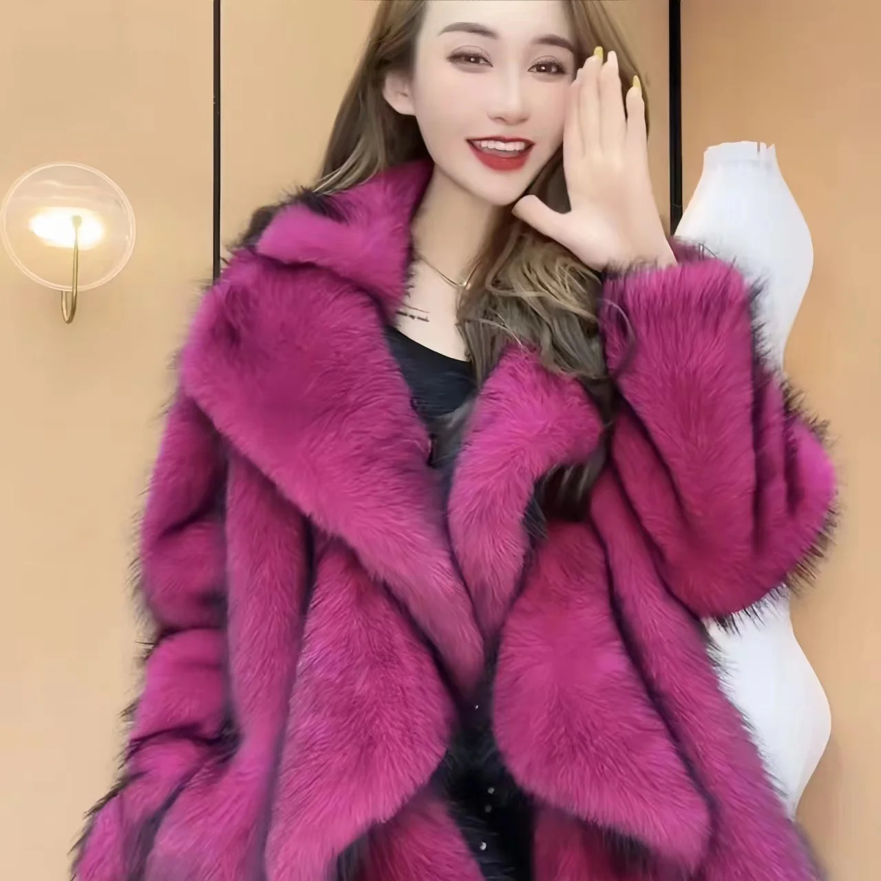 Faux Raccoon Dog Fur Coats for Women, Long Jacket, Thicken Warm Clothes, High Quality, Long, Female, Promotion, New Fashion