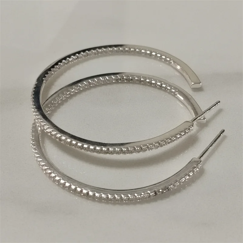 SOMILIA Fashion 925 Sterling Silver AAAAA ZC 40-60MM Hoop Earrings Dangale Earrings For Women Party Fine Jewelry серьги кольца — zdjęcie 5