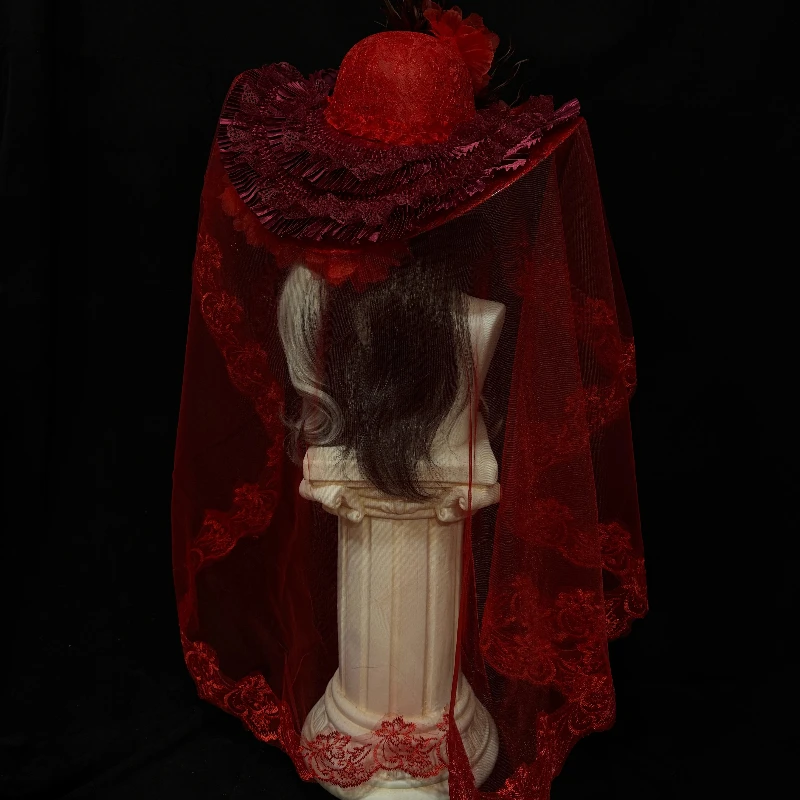 Chapeau de veuve rouge pour fe - Women'S Victorian Era Accessories avis et prix