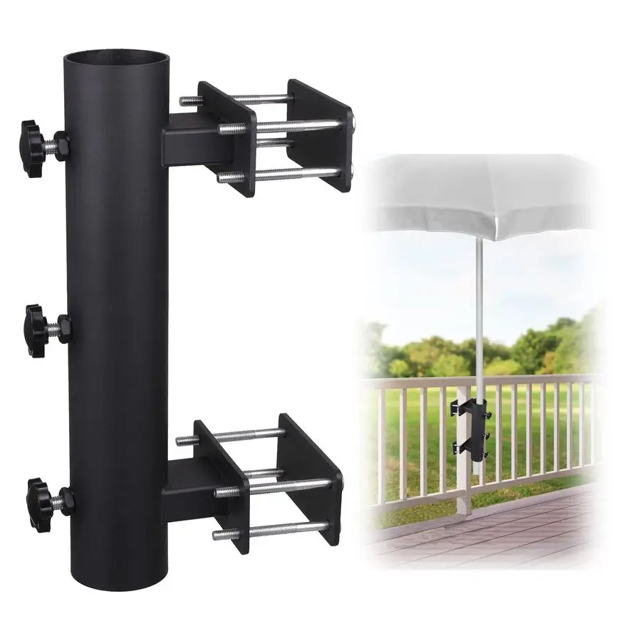 

Umbrella Holder, Heavy Duty Adjustable Metal Sun Umbrella Clamp Stand, Deck Umbrella Mount for Deck Railing,Outdoor Courtyard,Ba
